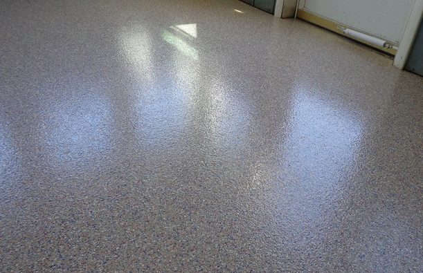 Patio after flake coating