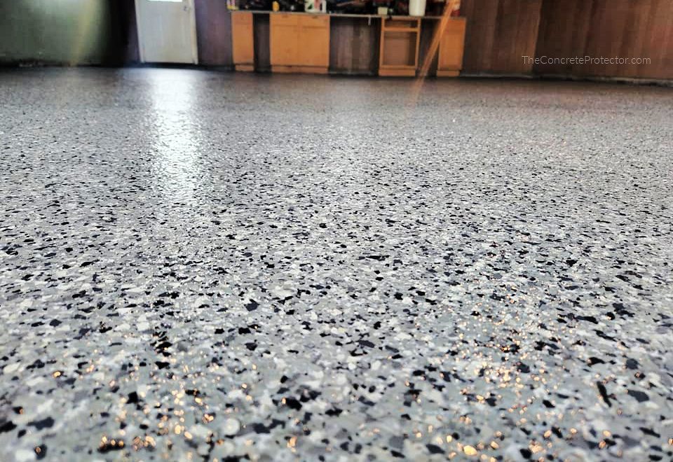 Flake coated garage floor